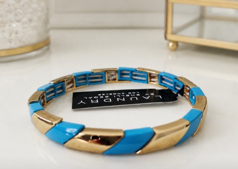 Laundry By Shelli Segal Gold Blue Stretch Bracelet New